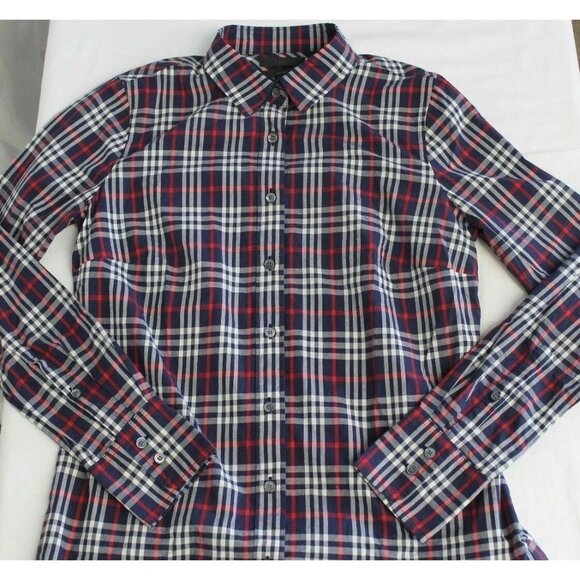 J CREW WOMENS STRETCH PERFECT SHIRT IN BLUE PLAID SIZE 2 NWOT - Picture 1 of 1
